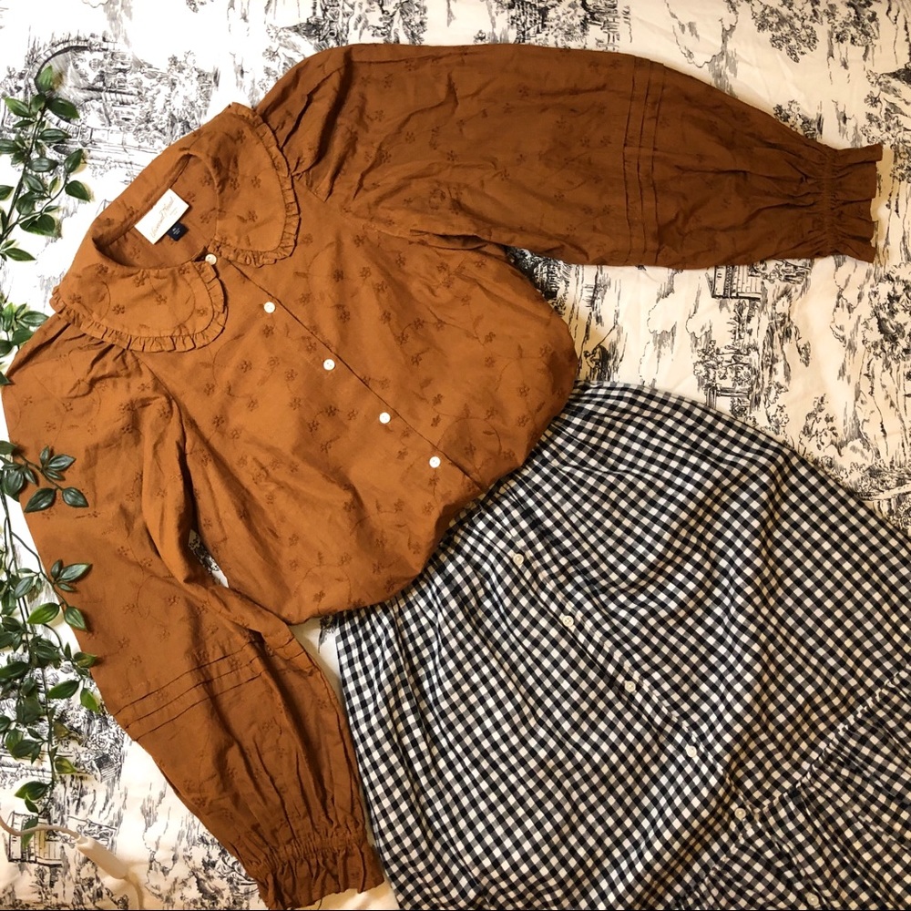NWOT Peter Pan Collar Embroidered Blouse